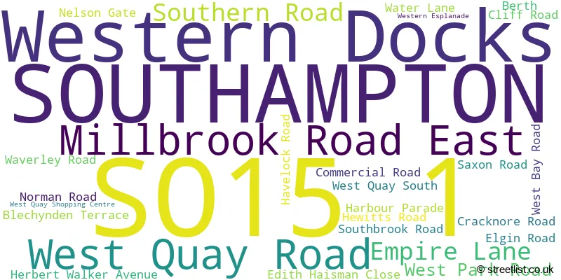 A word cloud for the SO15 1 postcode